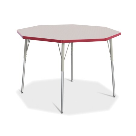 Jonti-Craft Berries Octagon Activity Table, 48 in. x 48 in., A-height, Freckled Gray/Red/Gray 6428JCA008